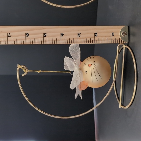 Vintage Set Of 3 Glass Ornaments Mid-century Modern Cat Faces. - Picture 8 of 8